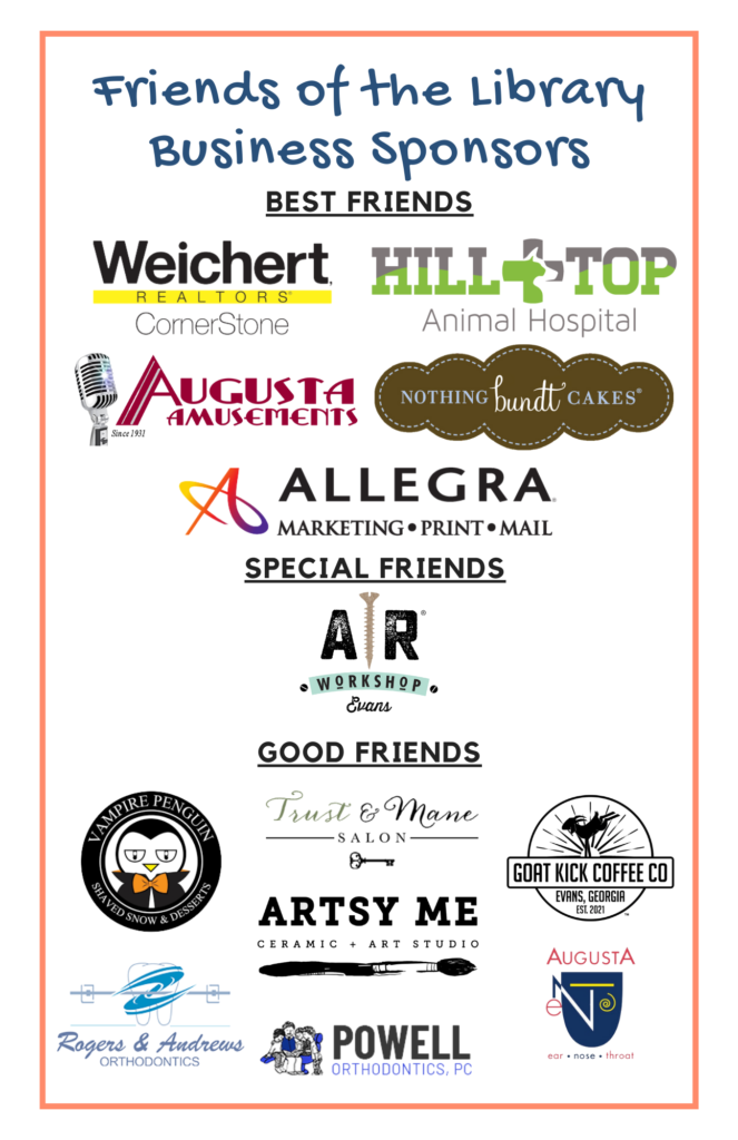 An image showing the corporate sponsors for the Friends of the Columbia County Library